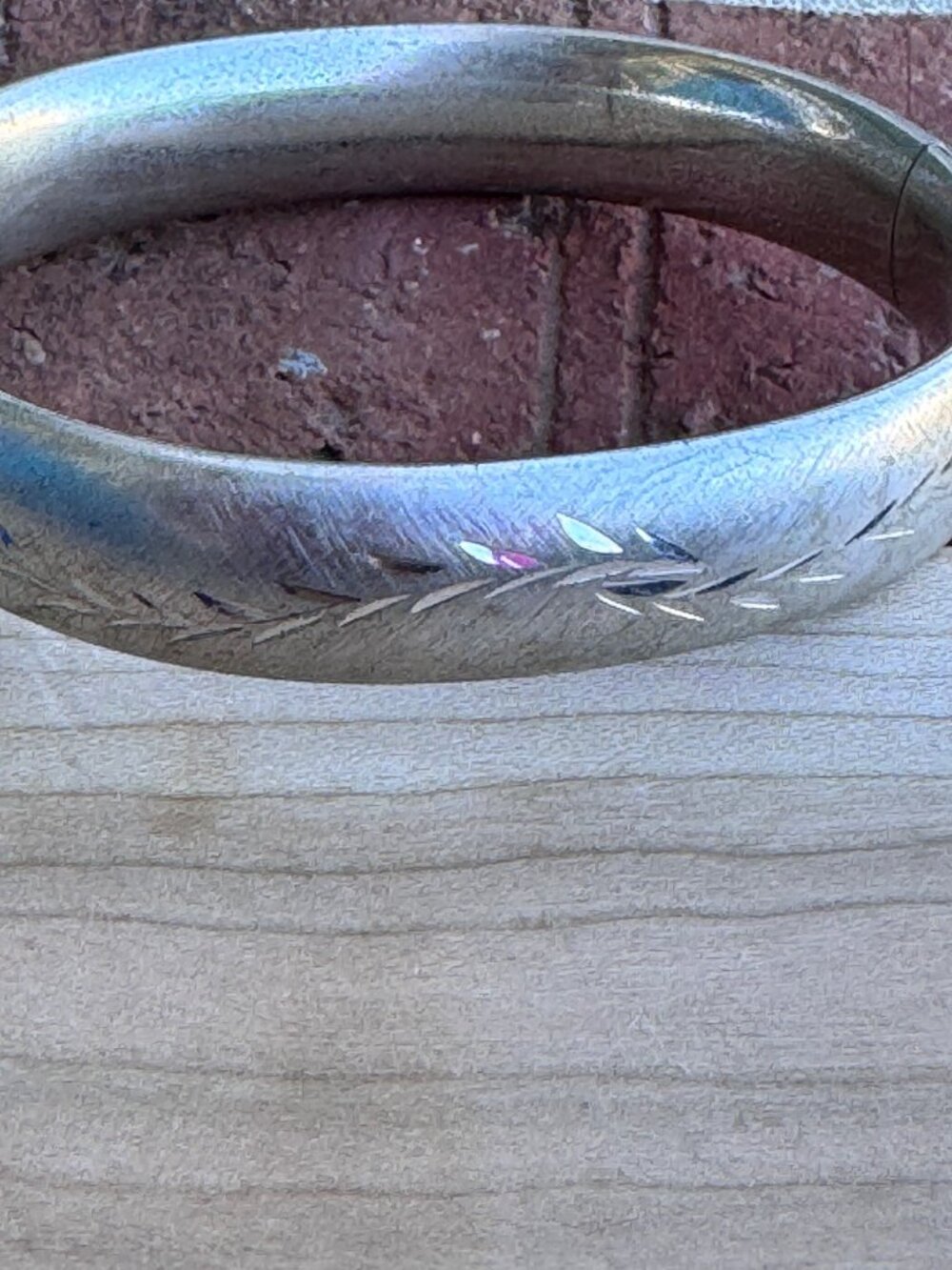 Vintage Sterling Silver Hinged Bangle Bracelet Engraved Leaf Design 7.25” 24.94g - Picture 3 of 7